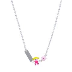 Collier Fille argent 925 rhodié, Benjamin et Suzette, à personnaliser