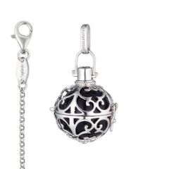 Pendentif Engelsrufer avec Chaînette, Idée Cadeau Maman avec signification, boule noire, taille S