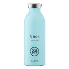 Bouteille 500 ml isolante (chaud ou froid) à personnaliser, cadeau Bébé Garçon à graver, 24 Bottles CLIMA 500ml Cloud Blue