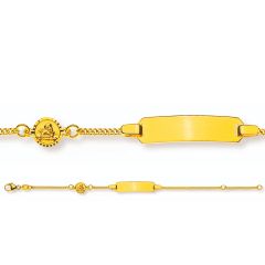 Gourmette Ange Or Jaune 375, Bracelet Identité Enfant, 14cm, Livraison Gratuite Suisse