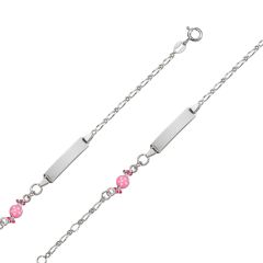 Gourmette argent 925 rhodié pour fille, Benjamin et Suzette, motif bonbon rose en émail 