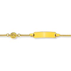 Gourmette Or Jaune 375, Bracelet Identité Enfant, Arbre de la Vie, 14cm, Livraison Gratuite Suisse