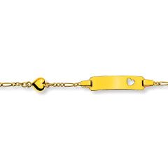 Gourmette Coeur Or Jaune 375, Bracelet Figaro Identité Fille 14cm, Livraison Gratuite Suisse