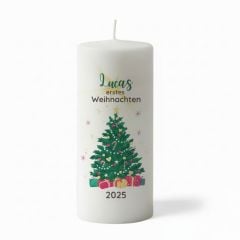 bougie personnaisée pour son tout premier Noël