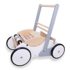 Trotteur bébé apprend à marcher, chariot d'aide à la marche bois blanc et gris, Livraison Gratuite, Bajo