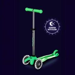 mini micro scooter, ice lime, trottinette qui brille dans la nuit