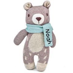 mini poupée ours avec prénom enfant sur écharpe
