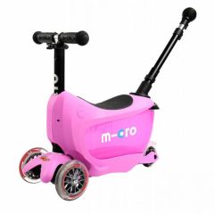 Trottinette rose Micro Mini2go Deluxe Plus Fille, avec barre et espace rangement, Livraison Gratuite, Boutique en Suisse