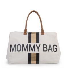 Sac à langer Mommy Bag Crème Rayé Noir et Doré, Idée Cadeau Maman, Livraison Gratuite Suisse, Childhome