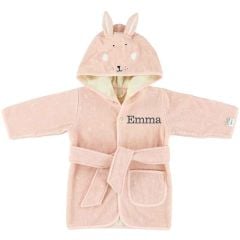 peignoir lapin rose de trixie baby avec prénom enfant