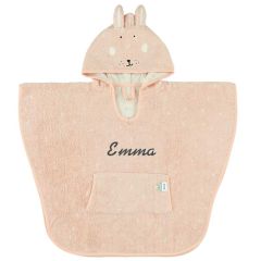 poncho de bain pour bébé, lapin rose