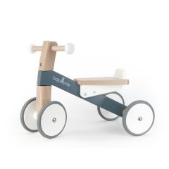 Tricycle Porteur en bois gris et blanc, cadeau dès 1 an, Idée Cadeau Premier Anniversaire Bébé, Livraison Gratuite, Bajo