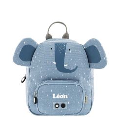 sac à dos éléphant bleu, avec prénom enfant
