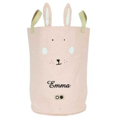 sac pour ranger les jouets, lapin rose
