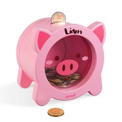 tirelire cochon rose à personnaliser avec prénom enfant