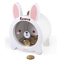 tirelire pour enfant, à personnaliser, lapin blanc, janod