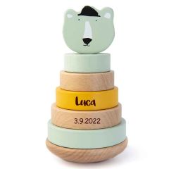 ours polaire tour à empiler en bois de la marque trixie baby, idée cadeau à personnaliser avec prénom enfant