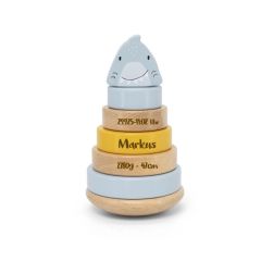 tour à empiler requin, à personnaliser avec infos du faire part de naissance