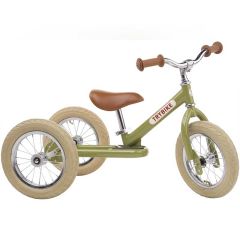 Tricycle Trybike Vintage en acier, dès 15 mois, qui se transforme en draisienne 2 roues 12 pouces, vert