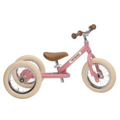 Tricycle Trybike Draisienne Evolutive Fille Rose Vintage dès 15 mois, 12 pouces, rose