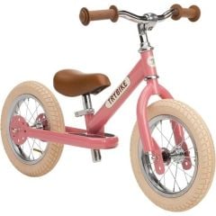 Premier Petit Vélo Trybike Fille, Draisienne Vintage en acier, 2 roues 12 pouces, convertible en 3 roues rose, Livraison Gratuite