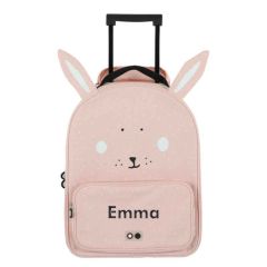 valise fille, lapin rose à personnaliser avec prénom