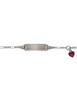 Gourmette Or Blanc 750 Coeur Rouge, Bracelet Identité Bébé, 14cm, Livraison Gratuite Suisse