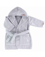 Peignoir Bambam Bébé Bleu Gris 62/68, Coton bio organique, personnalisé avec Prénom Cadeau Naissance