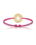 Bijoux plaqué or pour Enfant ou bébé, Bracelet Cordon, etoile cordon fuschia, Aaina & Co, Livraison Gratuite