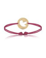 Bijoux Bébé Enfant plaqué or, Bracelet Cordon rose, symbole oiseau, Cadeau Fille, Aaina & Co, Livraison Gratuite