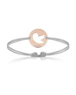 Bijoux Bébé Enfant plaqué or rosé, Bracelet Cordon, oiseau gris, Aaina & Co, Livraison Gratuite