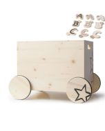 Caisse à jouets 100% suisse, Cadeau à personnaliser pour enfant, avec des lettres en bois, Kynee, Livraison Gratuite