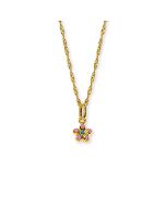 Chainette et Pendentif Fleur, Bijoux Enfant Or 375, Chaine 38 cm, Livraison Gratuite Suisse