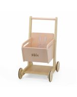 chariot de courses en bois, trixie baby, lapin rose