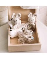 coffret cadeau naissance crochet beige