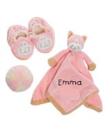 coffret naissance teddykompaniet, à personnaliser, doudou chat rose