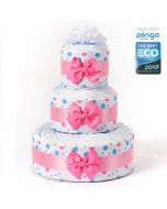 Gâteau à Pois, 60 x Couches écologiques Naissance Bébé, Marque Langes Pingo, Naissance Bébé Fille Livraison Gratuite Suisse, rose