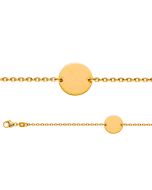 Gourmette Or Jaune 750, Plaquette ronde, Bracelet Identité Enfant, 14cm, Livraison Gratuite Suisse