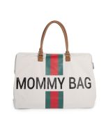 Sac à langer Mommy Bag Crème Rayé vert et rouge, Idée Cadeau Maman Childhome