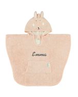 poncho de bain pour bébé, lapin rose