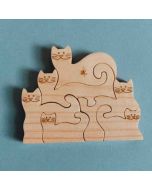 Petit Puzzle Montessori 6 pièces Chats en bois, Kaspi Land