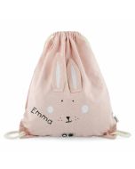 sac de gym lapin rose à personnaliser