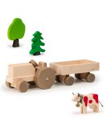 Jouet 100% Suisse Trauffer Tracteur et sa remorque en bois, Jouet Durable, Qualité Suisse, Livraison Gratuite