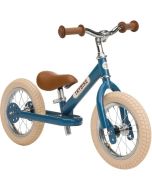 Draisienne Trybike Metal Bleu Garçon ou Fille Vintage, Vélo 12 pouces convertible en tricycle,