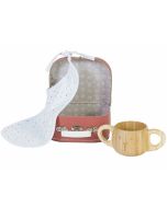 idée cadeau set bavoir coton et tasse apprentissage en bambou