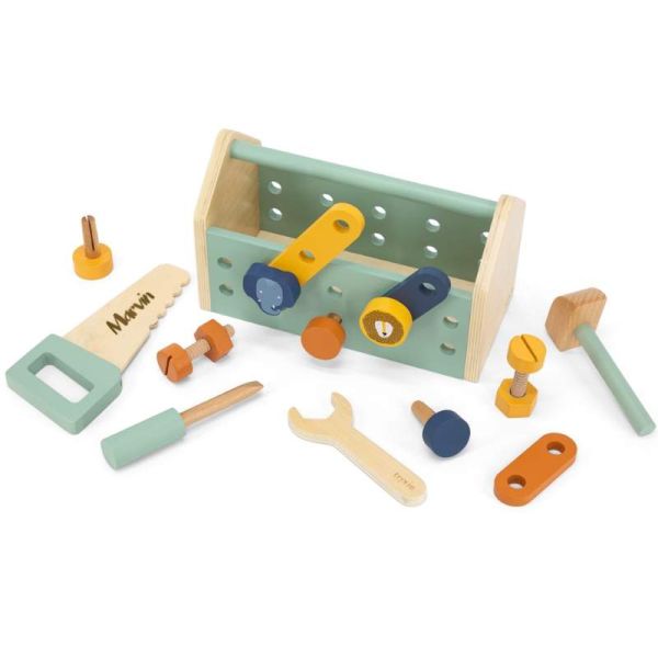 ✓Boîte à outils en bois personnalisée - Cadeau enfant 2 ans