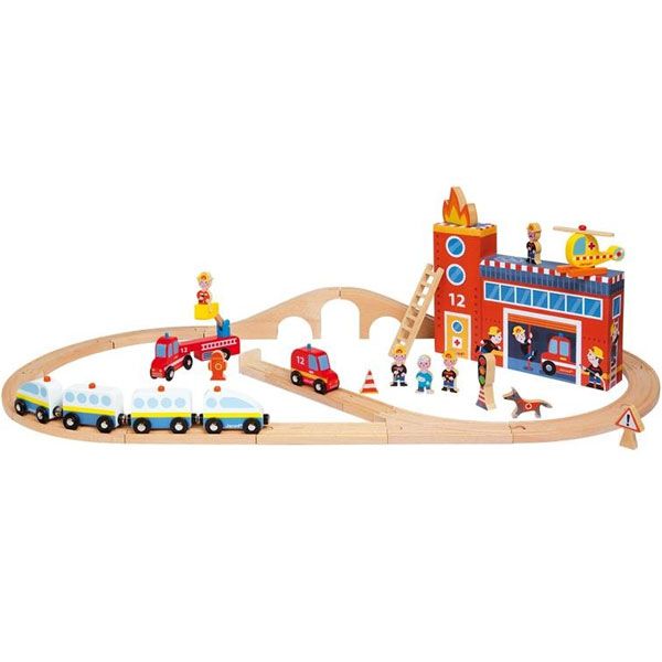 Jouet Circuit de Train, Story Express Pompiers Janod