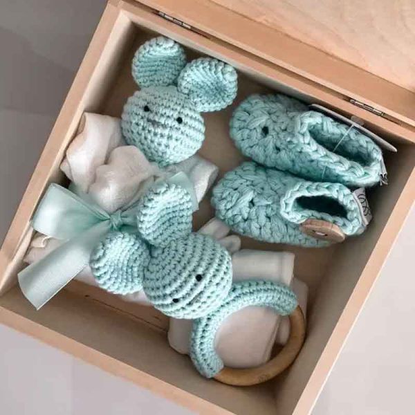 Boîte cadeau bébé - Boîte cadeau en bois - Crochet