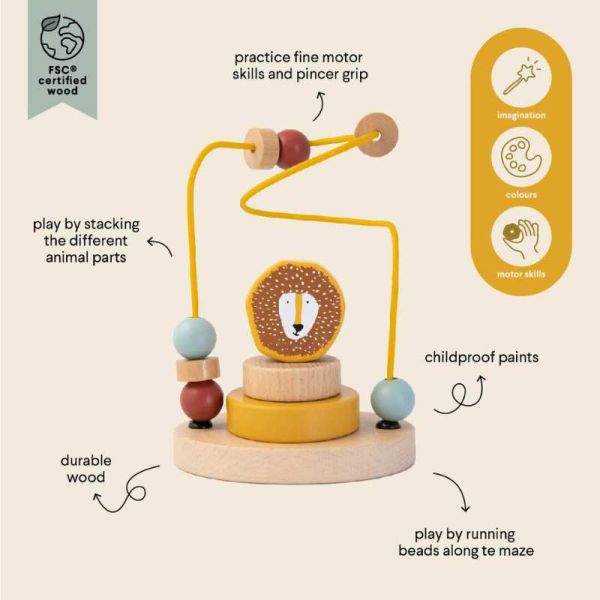 Labyrinthe Magnétique En Bois Trixie – Jeu De Billes Avec Stylet Magnétique – Pour Enfants Dès 3 Ans – Dimensions 25x27,5 Cm