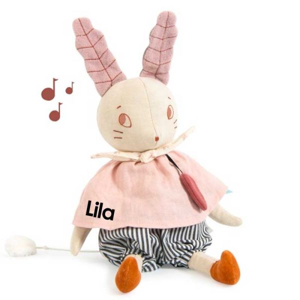 Doudou avec anneau de dentition personnalisé - Lapin